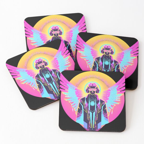 Item preview, Neon-Glowing Cyberpunk Angel T-Shirt - Futuristic Hip God with Electric Halo Art D42 designed and sold by pixelandcrafted.