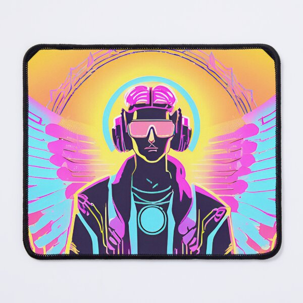 Item preview, Neon-Glowing Cyberpunk Angel T-Shirt - Futuristic Hip God with Electric Halo Art D42 designed and sold by pixelandcrafted.
