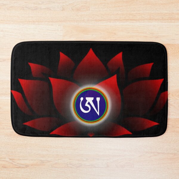 Item preview, Red Lotus, Dzogchen, Ah, Tibetan, Flower, Buddhist, Buddhism, Black Background  designed and sold by MayGreenAbgrall.