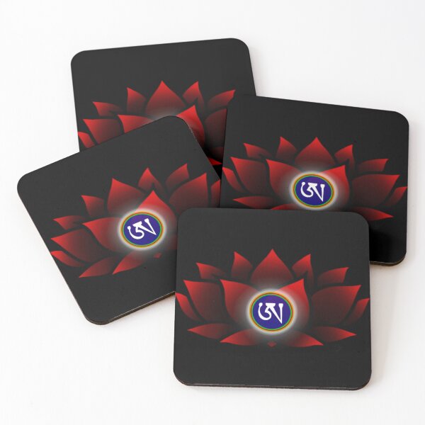 Item preview, Red Lotus, Dzogchen, Ah, Tibetan, Flower, Buddhist, Buddhism, Black Background  designed and sold by MayGreenAbgrall.