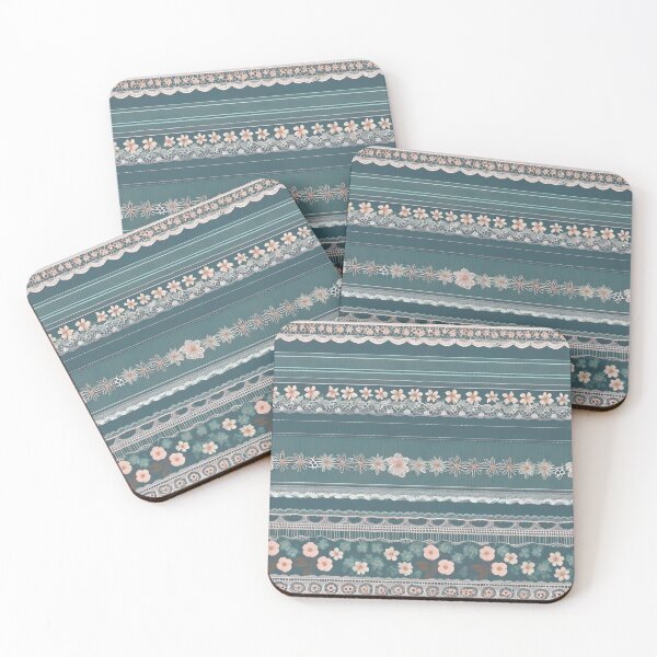 Item preview, IMAGE PRINT ONLY Vintage Denim and Lace Look in Faded Denim Blue Colors 1 of 4 designed and sold by Beachy.