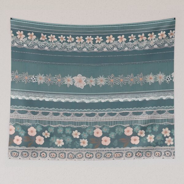 Item preview, IMAGE PRINT ONLY Vintage Denim and Lace Look in Faded Denim Blue Colors 1 of 4 designed and sold by Beachy.