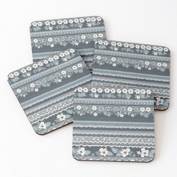 Item preview, IMAGE PRINT ONLY Vintage Denim and Lace Look in Faded Denim Blue Colors 2 of 4 designed and sold by Beachy.
