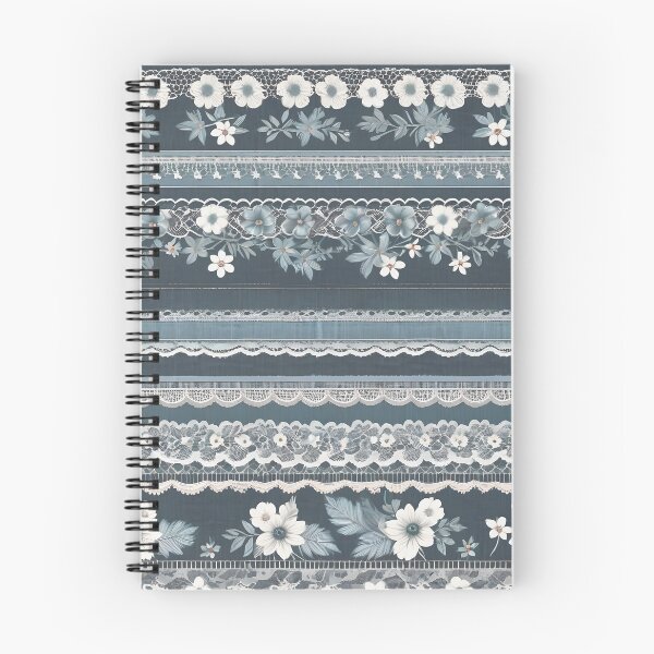 Item preview, IMAGE PRINT ONLY Vintage Denim and Lace Look in Faded Denim Blue Colors 2 of 4 designed and sold by Beachy.
