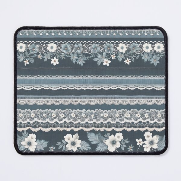 Item preview, IMAGE PRINT ONLY Vintage Denim and Lace Look in Faded Denim Blue Colors 2 of 4 designed and sold by Beachy.