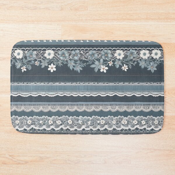 Item preview, IMAGE PRINT ONLY Vintage Denim and Lace Look in Faded Denim Blue Colors 2 of 4 designed and sold by Beachy.