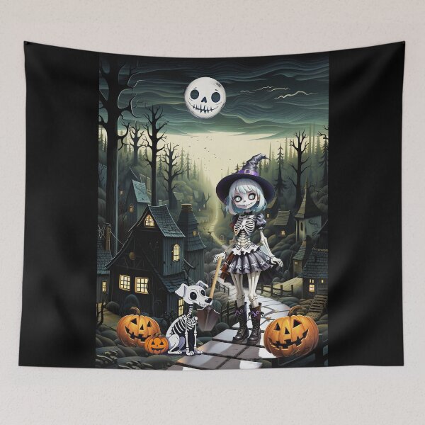 Item preview, SKELE GIRL AND HER PUP IN MOONLIGHT designed and sold by Tammera.