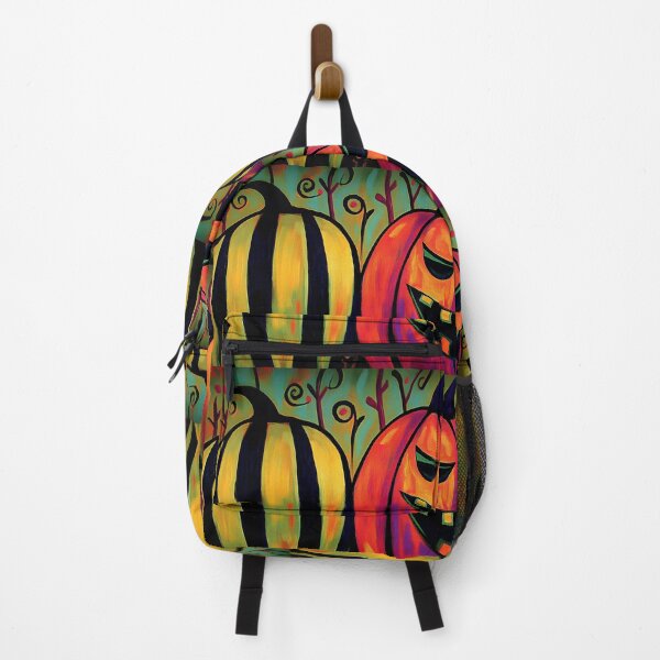 Item preview, Vibrant Halloween Pumpkin Art with Mischievous Grin and Striped Design - Playful Autumn Decor AI Generated designed and sold by OlfactoART Studio.