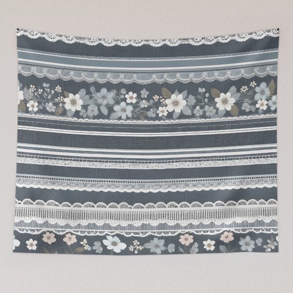 Item preview, IMAGE PRINT ONLY Vintage Denim and Lace Look in Faded Denim Blue Colors 3 of 4 designed and sold by Beachy.