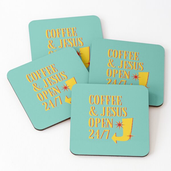 Item preview, Retro Coffee & Jesus Open 24/7 Sign designed and sold by Lizzy Beth.