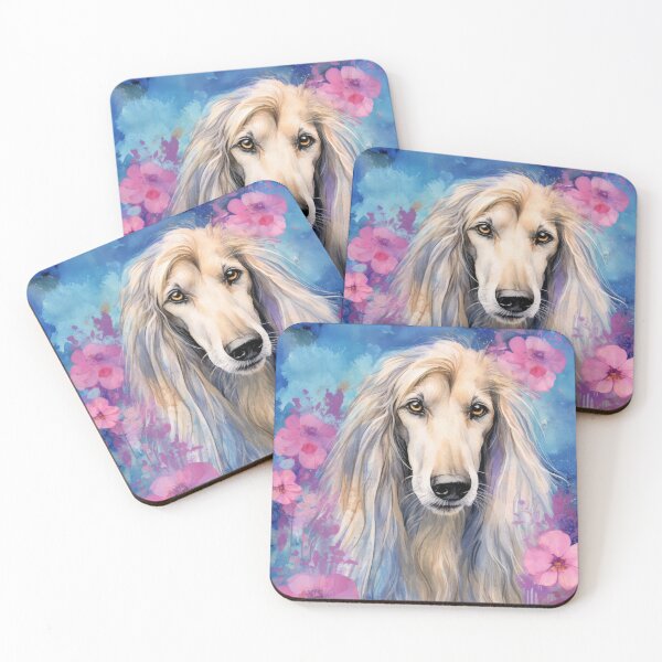 Item preview, AFGHAN HOUND Dog into pink flowers artwork designed and sold by WallyPink.
