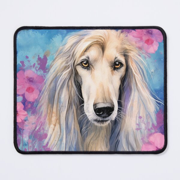 Item preview, AFGHAN HOUND Dog into pink flowers artwork designed and sold by WallyPink.