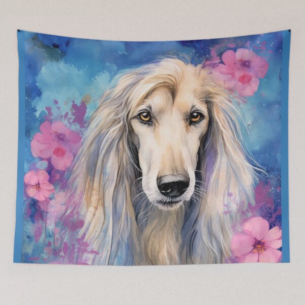 Item preview, AFGHAN HOUND Dog into pink flowers artwork designed and sold by WallyPink.
