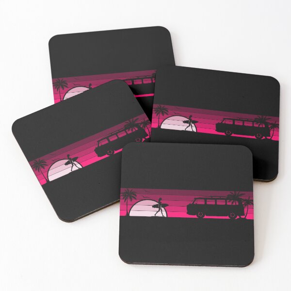 Item preview, Pink Corvair Greenbrier Van Surfer Girl Sunset Beach Vintage Style designed and sold by FlatSixGraphics.