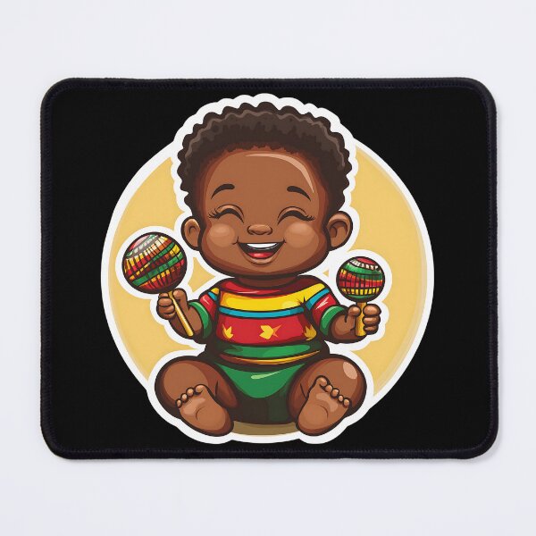 Item preview, A cheerful ghanaian boy playing on rattles - for music lovers, enthusiasts of playing instruments, people who want to share joy designed and sold by WorldByEsi.