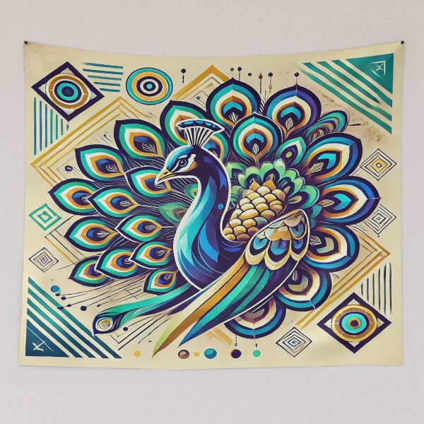 Item preview, Majestic Peacock in Vibrant Geometric Art designed and sold by FAONIM.