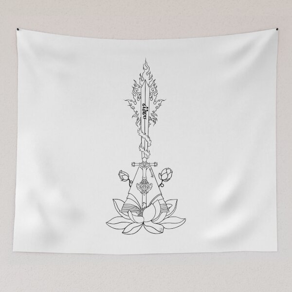 Item preview, Manjushri Motif, black outline, buddhist, lotus, vajra art designed and sold by MayGreenAbgrall.