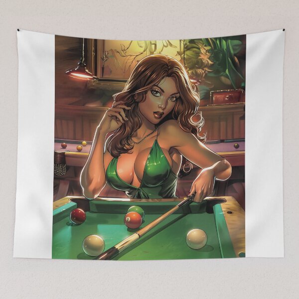 Item preview, beautiful woman playing billiards designed and sold by javierparra.