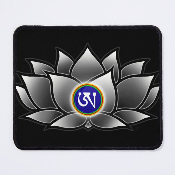 Item preview, White Lotus, Dzogchen, Ah, Tibetan, Flower, Buddhist, Buddhism, Black Background  designed and sold by MayGreenAbgrall.