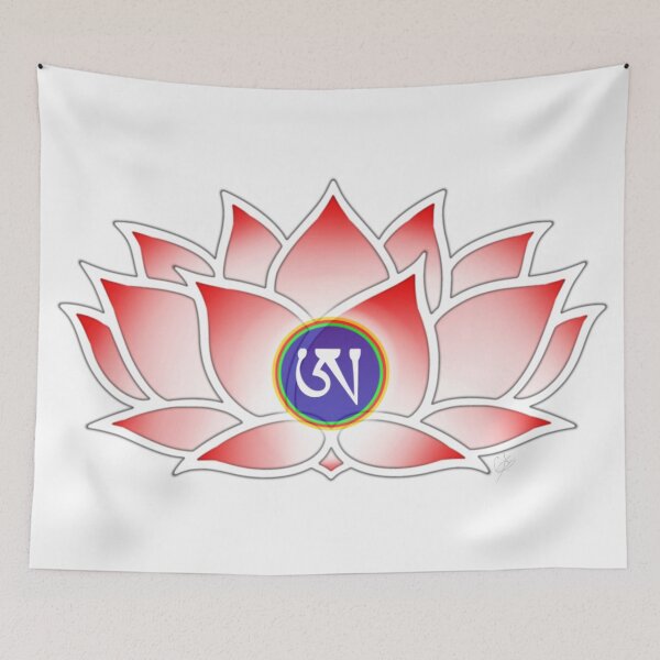 Item preview, Red Lotus, Dzogchen, Ah, Tibetan, Flower, Buddhist, Buddhism, White Background  designed and sold by MayGreenAbgrall.