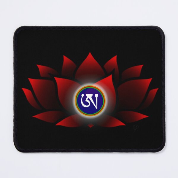 Item preview, Red Lotus, Dzogchen, Ah, Tibetan, Flower, Buddhist, Buddhism, Black Background  designed and sold by MayGreenAbgrall.