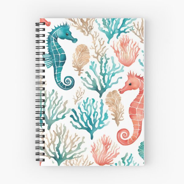 Item preview, Teal Orange Starfish Beachy Seahorse Pattern designed and sold by SeaStarAlex.