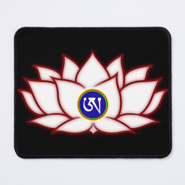 Item preview, Lotus White, Dzogchen, Ah, Tibetan, Flower, Buddhist, Buddhism, Black Background  designed and sold by MayGreenAbgrall.