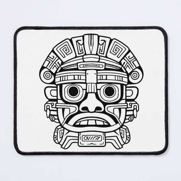 Item preview, Aztec mask illustration in ink. designed and sold by jamiestarr.
