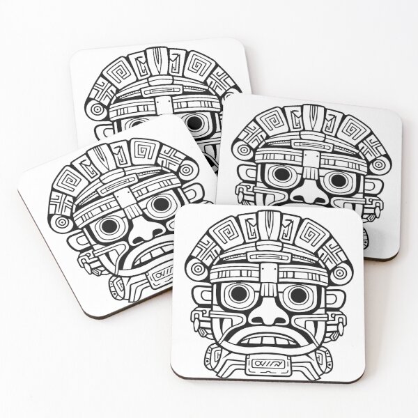 Item preview, Aztec mask illustration in ink. designed and sold by jamiestarr.