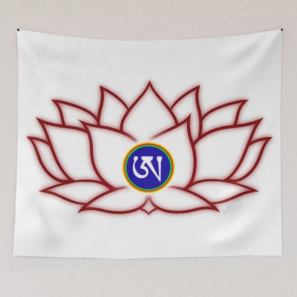 Item preview, Lotus White, Dzogchen, Ah, Tibetan, Flower, Buddhist, Buddhism, White Background  designed and sold by MayGreenAbgrall.