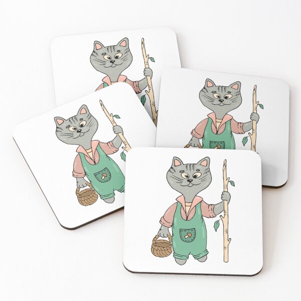 Item preview, Mushroom Cat with a Basket and a Stick designed and sold by Deepness2023.