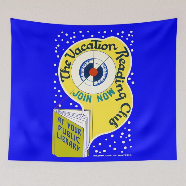 Item preview, The Vacation Reading Club - Join Now! Vintage poster design from the late 1930s designed and sold by geetarv.