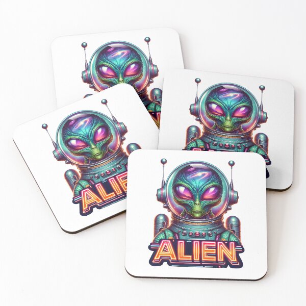 Item preview, Retro Futuristic Neon Alien designed and sold by JonelleTshirts.