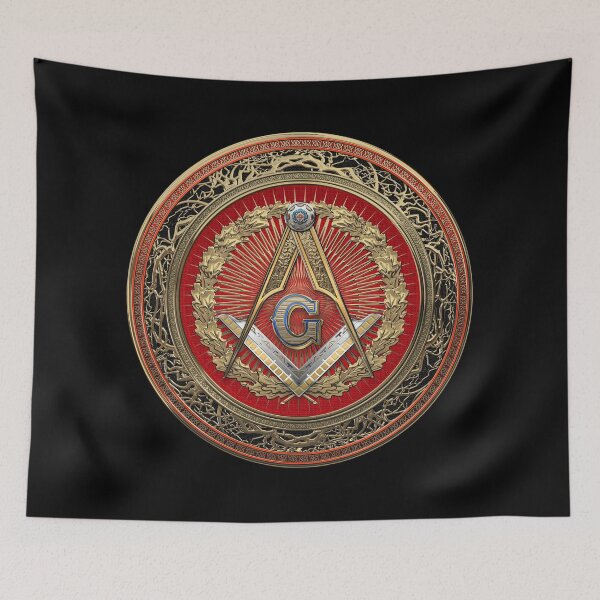 Item preview, 3rd Degree Mason Gold Jewel - Master Mason Square and Compasses over Black Velvet designed and sold by Serge Averbukh Art Studio.