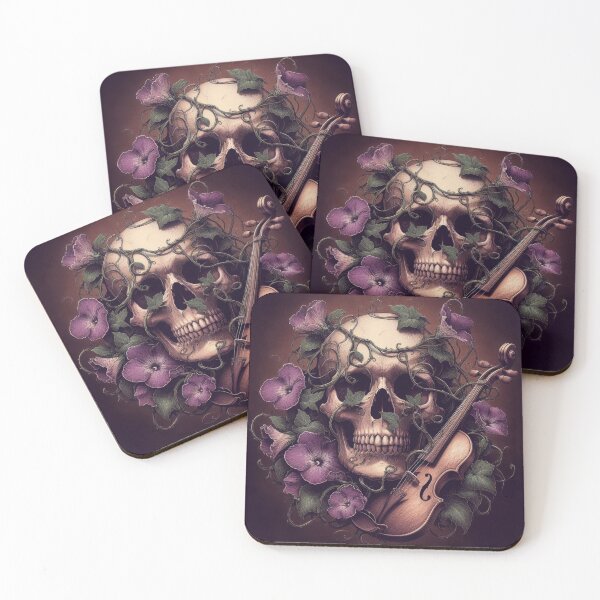Item preview, violinis't skull wrapped in purple flowers designed and sold by Kate385.