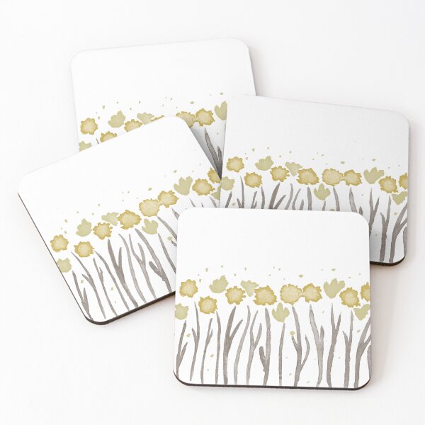 Item preview, Alliums and Daffodils Watercolor Painting - Snow, Earth, Saffron, Gold designed and sold by Irene Estelle.