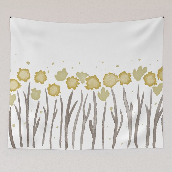 Item preview, Alliums and Daffodils Watercolor Painting - Snow, Earth, Saffron, Gold designed and sold by Irene Estelle.