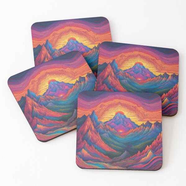 Item preview, Retro trippy mountain sunset designed and sold by NicMacTees.