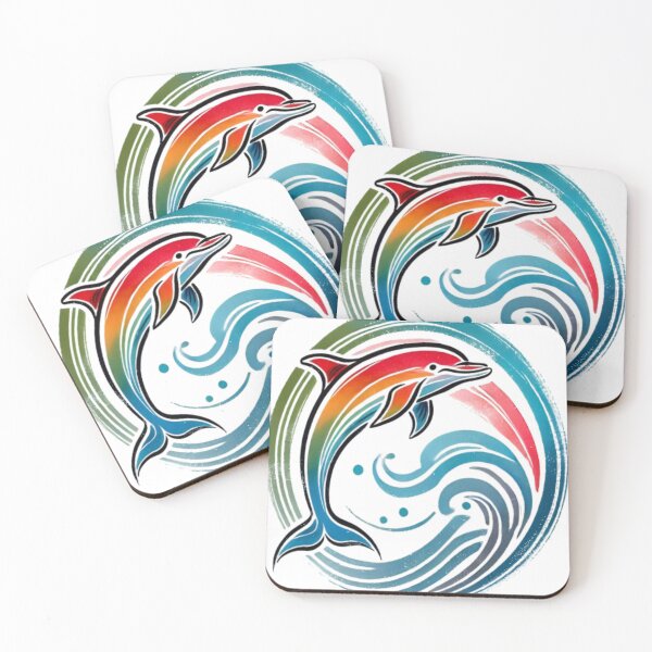 Item preview, Colorful Sumi-e Dolphin - Japanese Zen Art designed and sold by SakuraJapanArt.