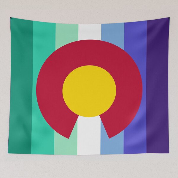 Item preview, Colorado Gay Male Pride Flag 7-stipe Vertical designed and sold by WokeBespoke.