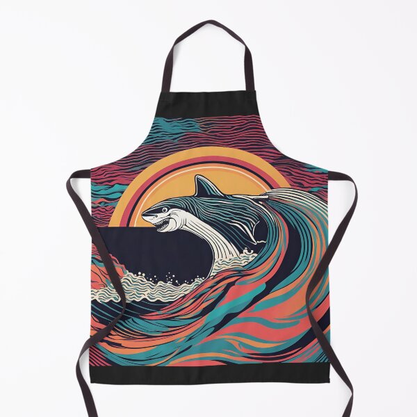 Item preview, Retro trippy shark in wave print designed and sold by NicMacTees.