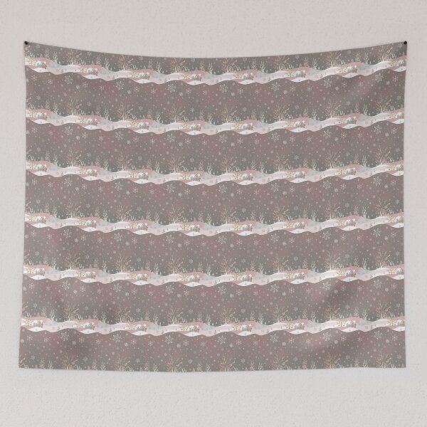 Item preview, Retro Cute Christmas Night Pattern with Snowflakes and House designed and sold by SamJanner.