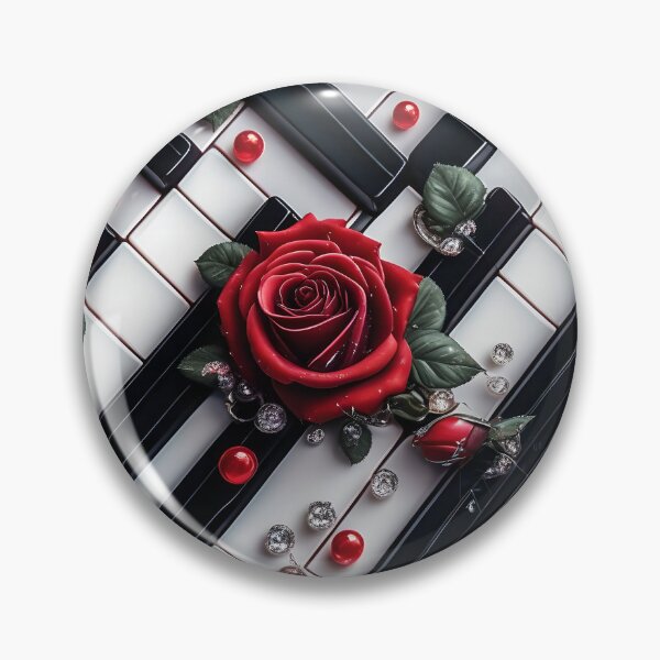 Item preview, Red Roses on Piano Key Pattern designed and sold by Fantasy-Fashion.