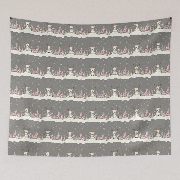 Item preview, Retro Cute Christmas Night Pattern with Reindeer designed and sold by SamJanner.