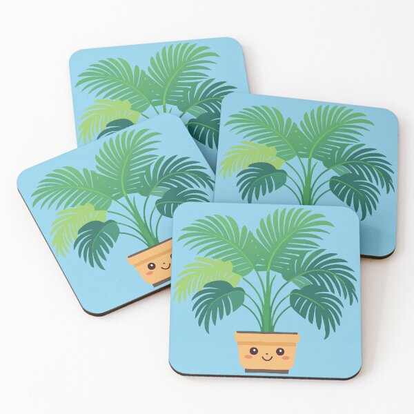 Item preview, Potted Palm Kawaii Sky Blue Background designed and sold by Piwakawaka-CA.