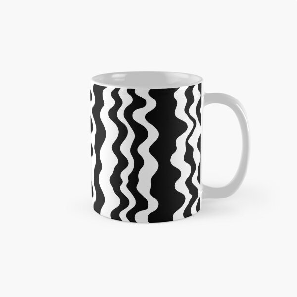 Item preview,  Very minimalist and simple flat and bold eclectic groovy and wavy shape pattern, evenly spaced in black and white  designed and sold by fuzzyfox.