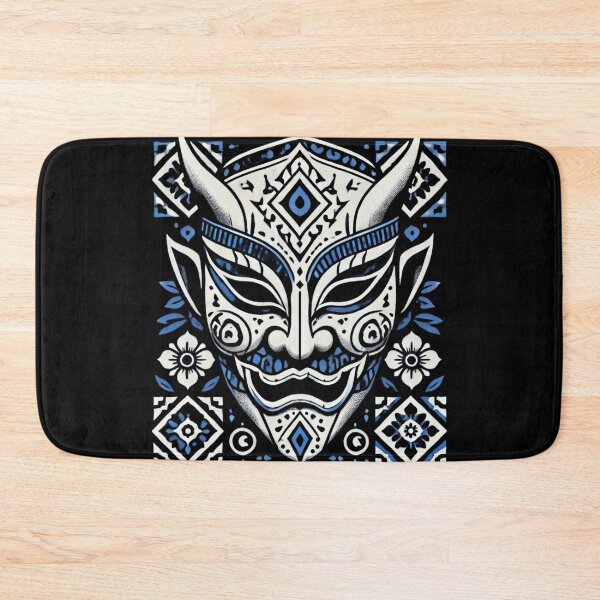 Item preview, Phi Ta Khon Mask with Tunisian Tile Design – Blue & White Cultural Artwork designed and sold by MrDRK1536.