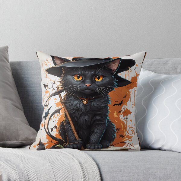 Aperçu de l'œuvre Chat noir mignon sorcière d'Halloween créée et vendue par DigitalEffects.