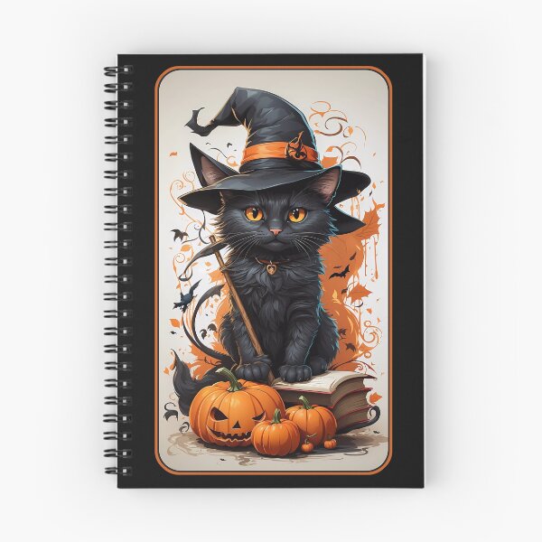Aperçu de l'œuvre Chat noir mignon sorcière d'Halloween créée et vendue par DigitalEffects.