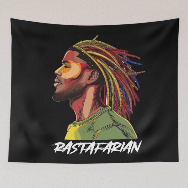 Item preview, Black man with colorful dreadlocks Rastafarian text designed and sold by Fres Design.